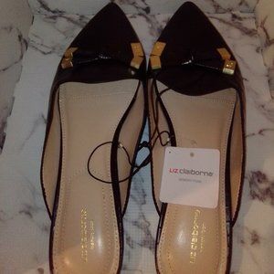 NWT Liz Claiborne Black Croc Mules